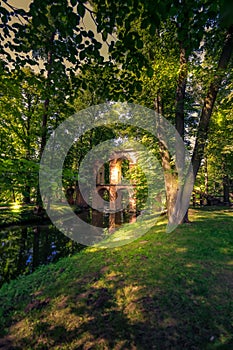 Romantic park in Arkadia village, Poland.