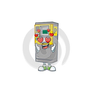 A romantic parking ticket machine cartoon mascot design style