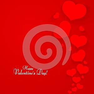 Romantic pattern with hearts on a red background Text of Happy Valentine`s Day Template for posters banners advertising