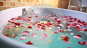 Romantic Petal Haven: Jacuzzi Bath Adorned with Roses photo