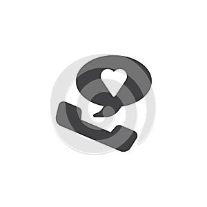 Romantic phone call with heart inside speech bubble icon vector