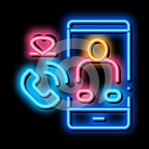 Romantic Phone Call neon glow icon illustration