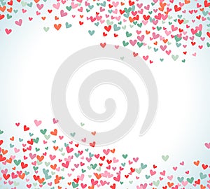 Romantic pink and blue heart background. Vector illustration