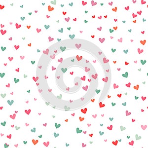 Romantic pink and blue heart pattern. Vector illustration