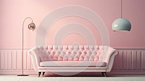 Romantic Pink Leather Sofa Against Pastel Pink Wall