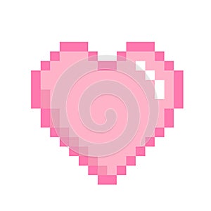 Romantic pink pixel heart. Valentine's Day, 8 march retro style design.