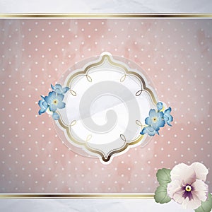 Romantic pink square banner with flowers