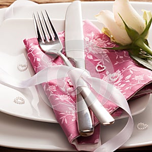 Romantic Place Setting with White Rose