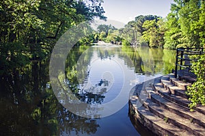 Romantic pond springtime photo