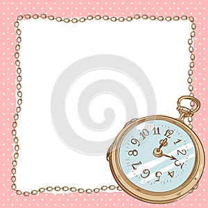 Romantic postcard with pocket watch