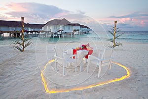 Romantic Private Dinner Table at Maldives