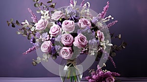 romantic purple bouquet in vase photo