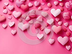 Romantic Radiance: Valentine Hearts on Pink Background