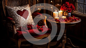 Romantic red themed interior, cozy for intimate moments and meaningful gift exchanges