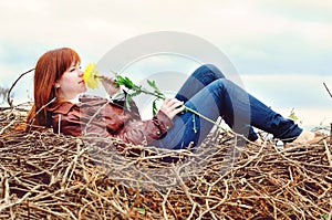 Romantic redhead girl