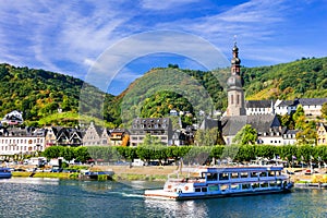 Romantic Rhein river cruises. Beautiful Cochem town. Germany