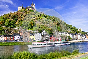 Romantic river cruises over Rhein - medieval Cochem town. German