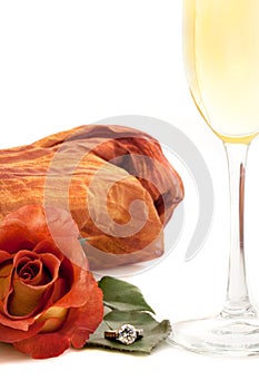 Romantic rose and wine