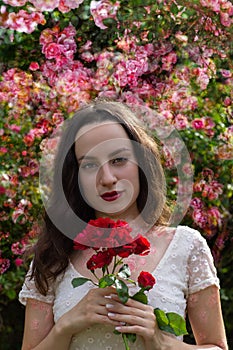 Romantic Roses on Skin in a White Dress