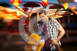 Romantic scene in amusement park - shoot with lensbaby photo