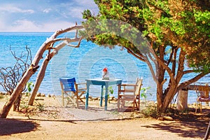 Romantic scene on Dafni beach, Zakynthos island