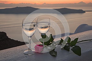 Romantic scene on Santorini Island, Greece