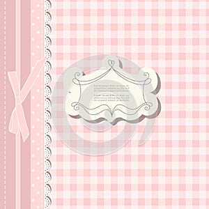 Romantic scrap booking template for invitation, greeting, baby shower card, happy birthday label, postcard frame or