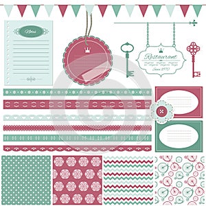 Cute scrapbook design elements set