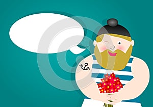 romantic seaman seafarer man with blank speech bubble