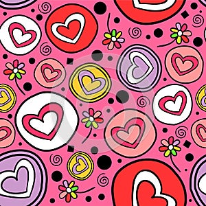 Romantic seamless pattern with hearts