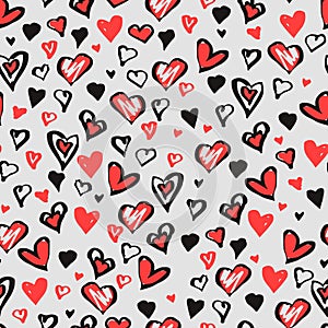 Romantic seamless pattern with hearts