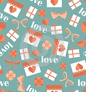 Romantic seamless pattern with hearts