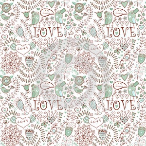 Romantic seamless pattern with hearts