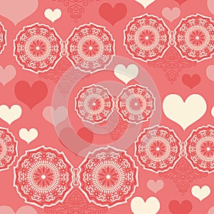 Romantic seamless pattern with hearts