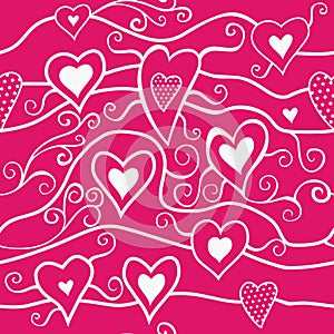 Romantic seamless pattern with hearts