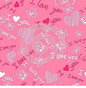 Romantic seamless pattern with hearts