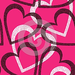 Romantic seamless pattern with hearts