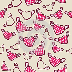 Romantic seamless pattern with hearts, vector