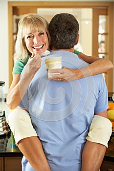 Romantic Senior Couple Eating Ice Cream