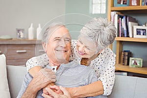 Romantic senior couple at home