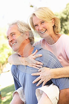 Romantic Senior Couple In Park