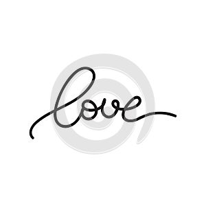 Romantic simple modern black vector lettering of word LOVE