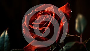 Romantic single flower symbolizes love and passion on wedding day generated by AI