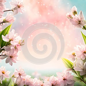 Romantic spring Floral Frame background - Copy Space