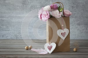 Romantic still life background with roses