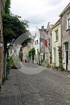 Romantic street in Deventer, historic city center that attracts many visitors every year.