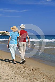 Romantic stroll along the beach