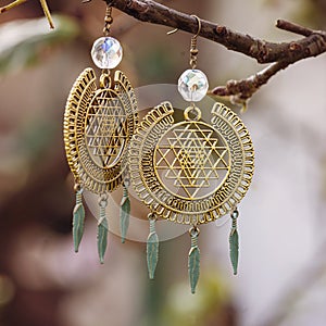 Romantic style metal earrings