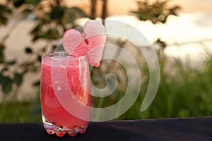 Romantic summer cocktail from watermelon. Healthy summer time juice