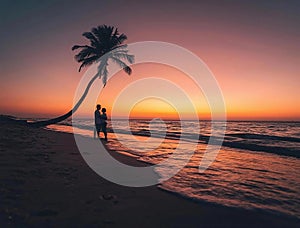 Romantic sunset on the beach